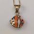 British Vintage 9ct Gold Enamel Fish Pendant with 9ct Gold Chain and Carissima Case